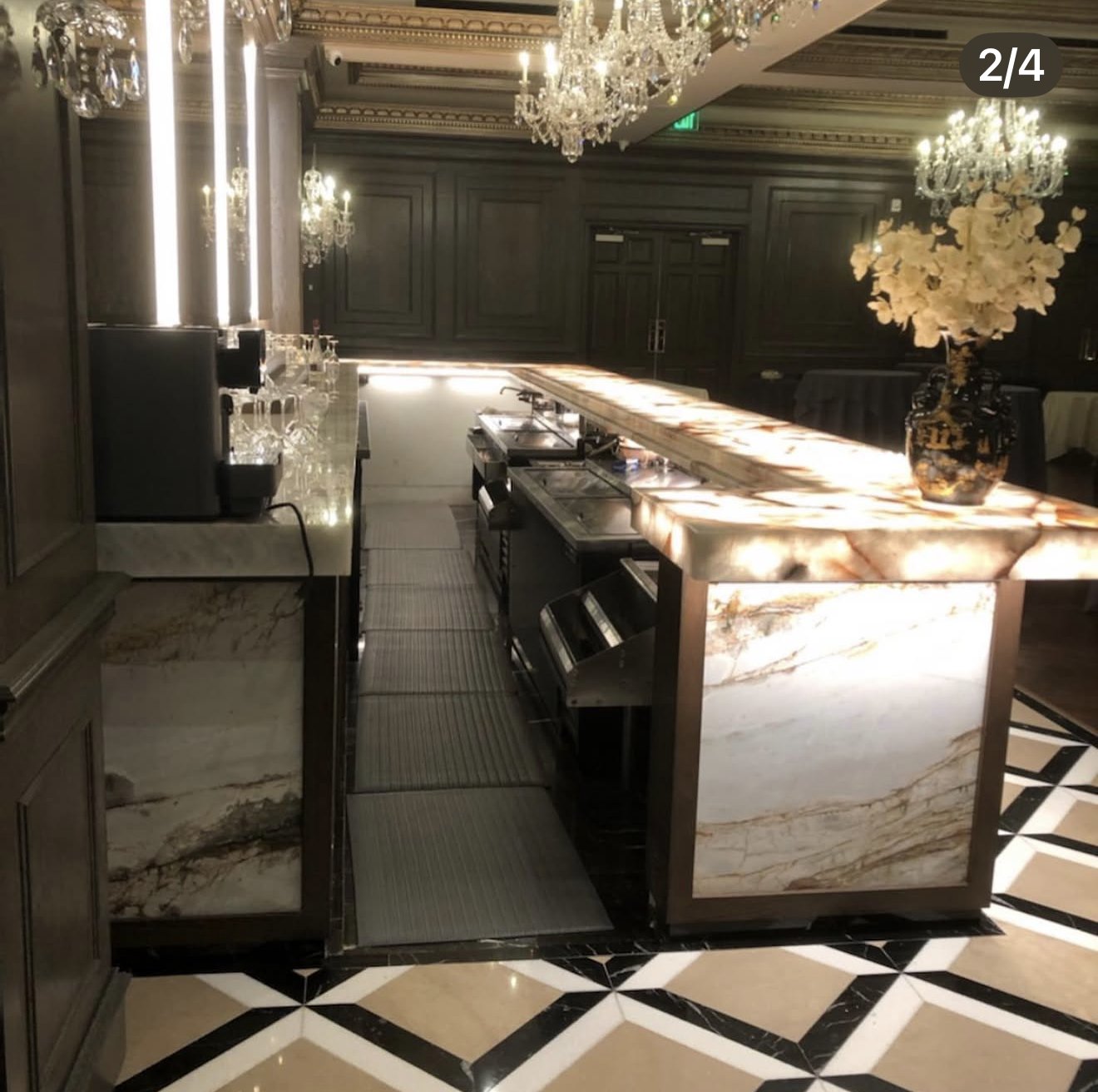 Finished bar with lit stone counters at The Meadow Wood